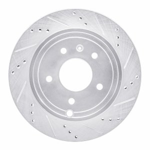 Chevrolet Captiva Brake Rotor (1) - Rear Right - R1 Concepts - Drilled & Slotted - Silver - `07-`15